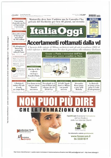 Italia oggi : quotidiano di economia finanza e politica